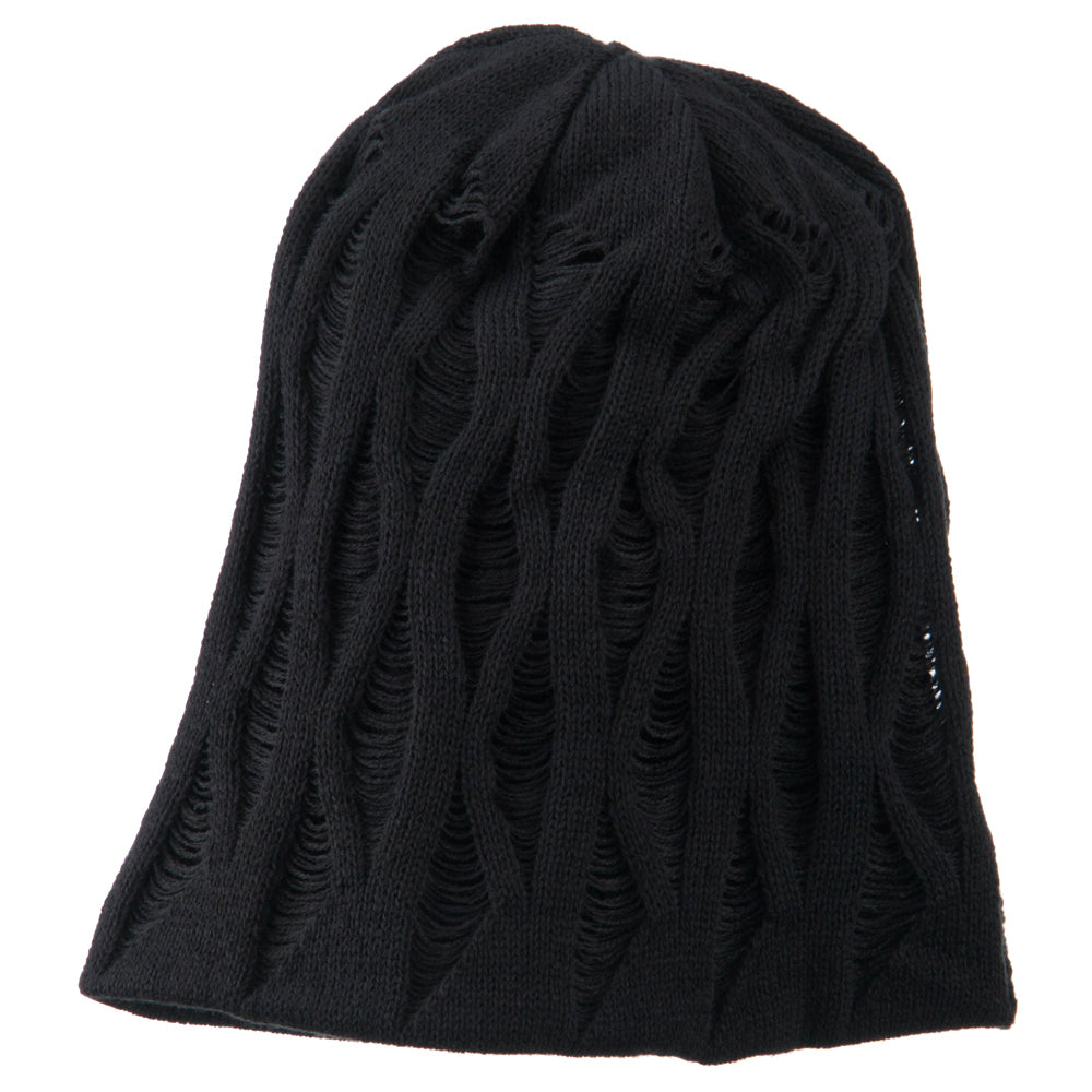 Big Size Deep Crown Distressed Reversible Beanie