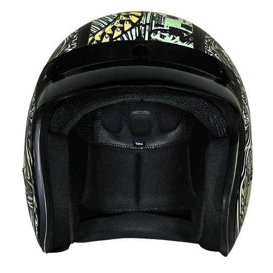 DOT Approved Daytona Cruiser Open Face Motorcycle Helmet - Men, Women & Youth - With Visor & Graphics - W/ Money