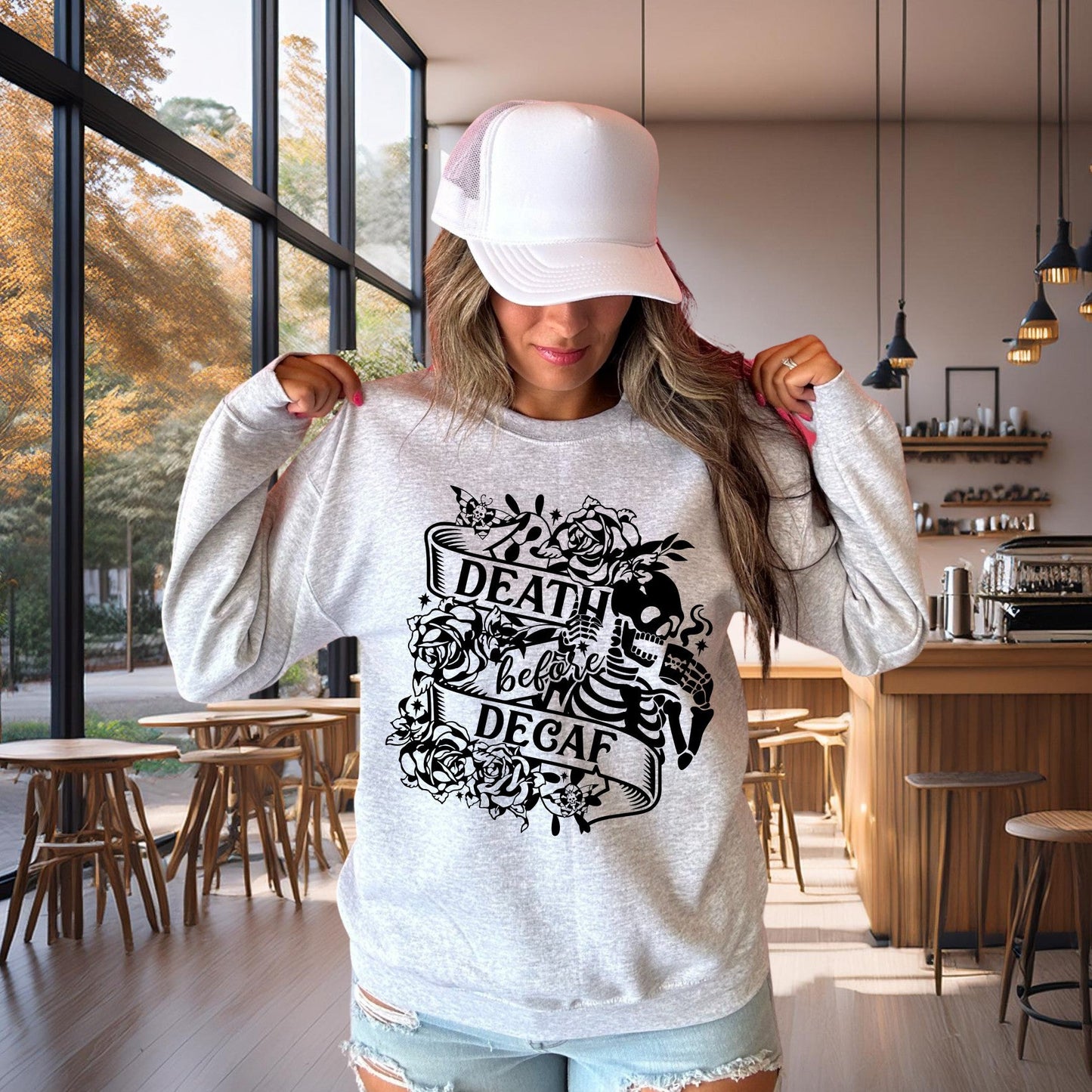 Death Before Decaf Crewneck Sweatshirt