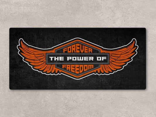 MPM Motorcycle Mat for Cruiser - Touring - Sport Motorcycle Wings " Forever The Power of Freedom " - MM7102