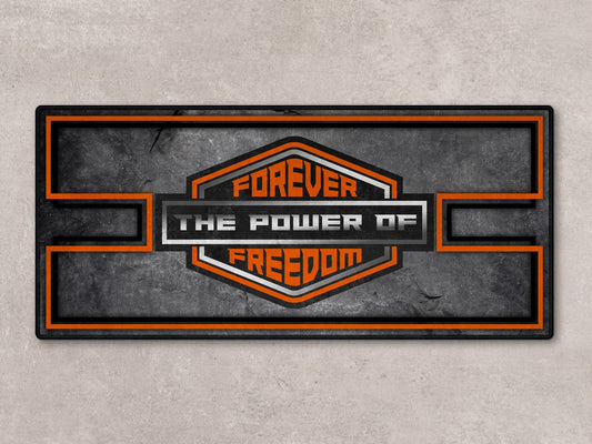 MPM Motorcycle Mat Asphalt Design for Chopper, Cruiser, Touring, Sport Motorcycle "Forever The Power of Freedom" - MM7209