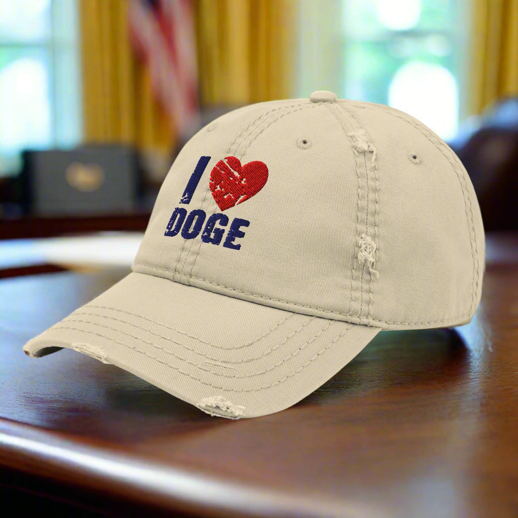 I ❤️ DOGE Distressed Dad Hat