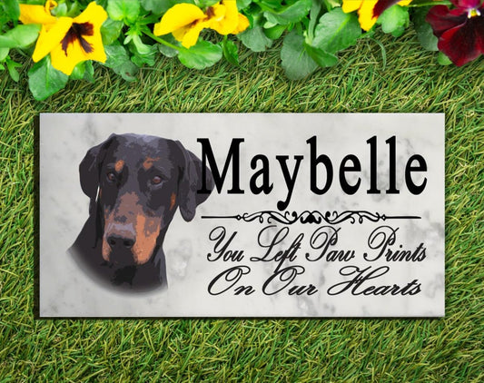 Doberman Memorial Stone Floppy Ear Dobie Dog Grave Marker