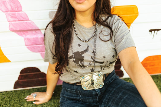 Double Trouble Steer Skulls Graphic Tee