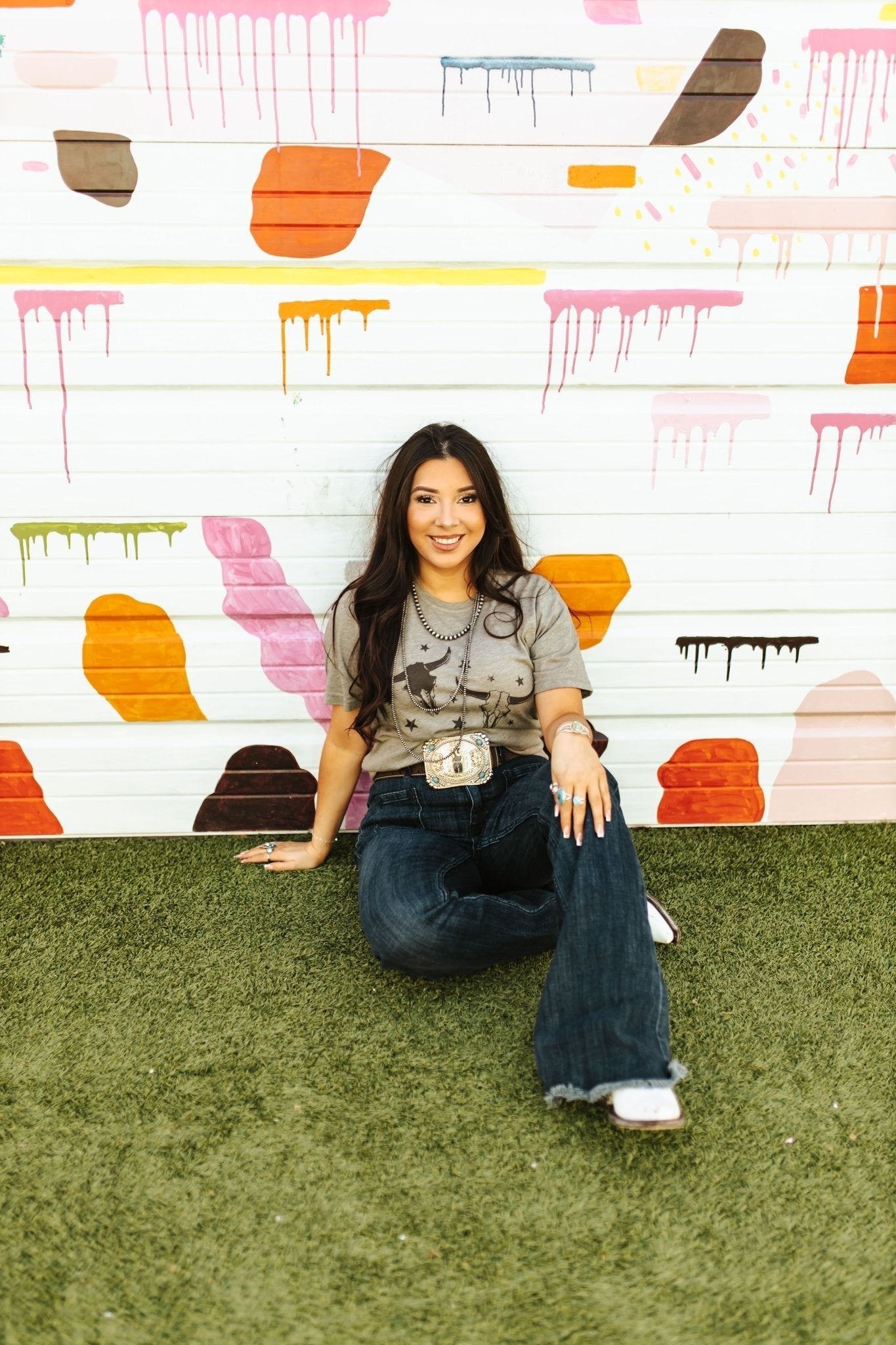 Double Trouble Steer Skulls Graphic Tee