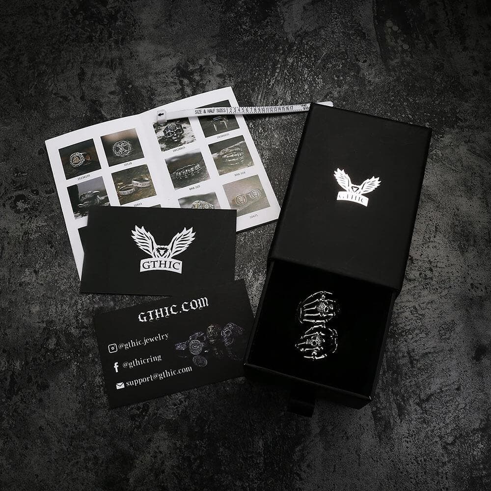 Double Ghost Hand Stainless Steel Skull Ring