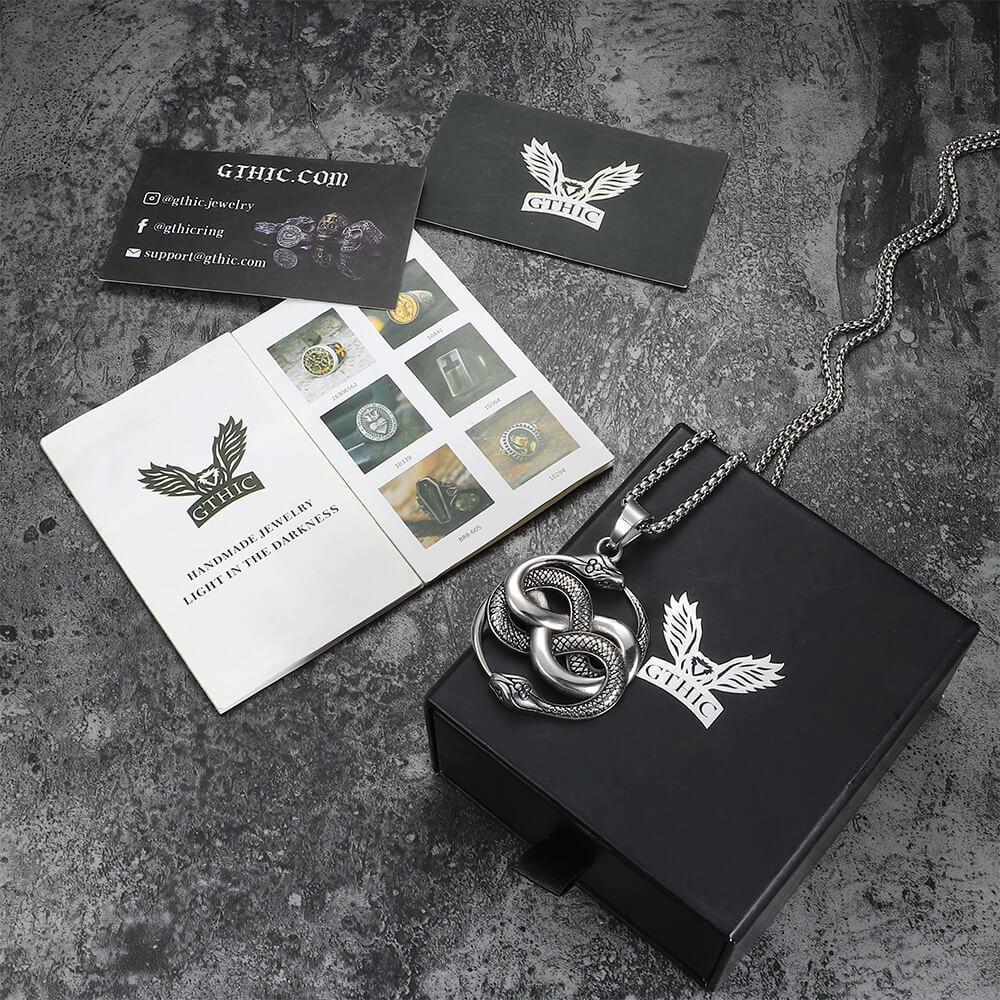 Double Ouroboros Snake Stainless Steel Animal Pendant