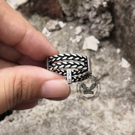 Double Wheat Ear Chain Stainless Steel Ring