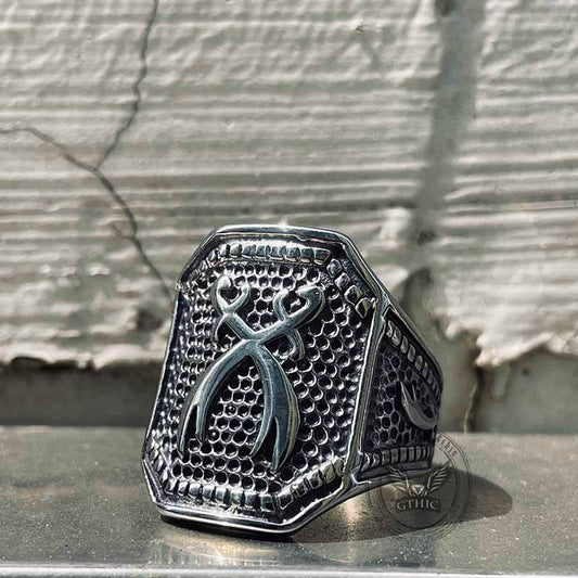 Double Zulfiqar Sword Stainless Steel Ring