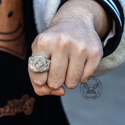 Eagle Globe Stainless Steel Marine Ring