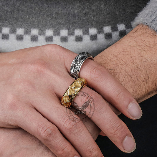 Egyptian Pyramid Stainless Steel Spinner Ring