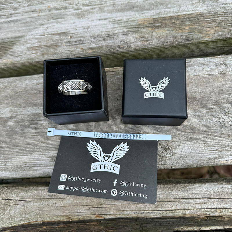 Egyptian Pyramid Stainless Steel Spinner Ring