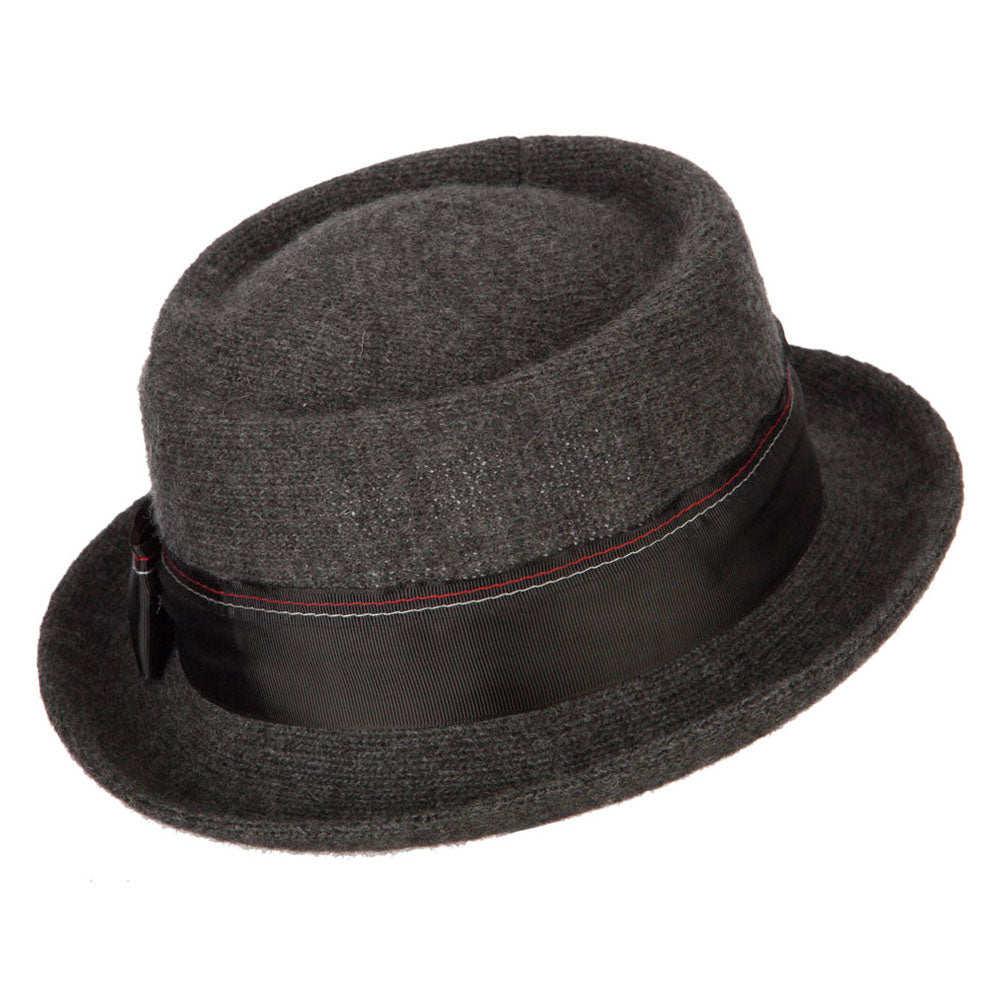 Women's Wool Blend Ribbon Band and Bow Trim Pork Pie Fedora Hat