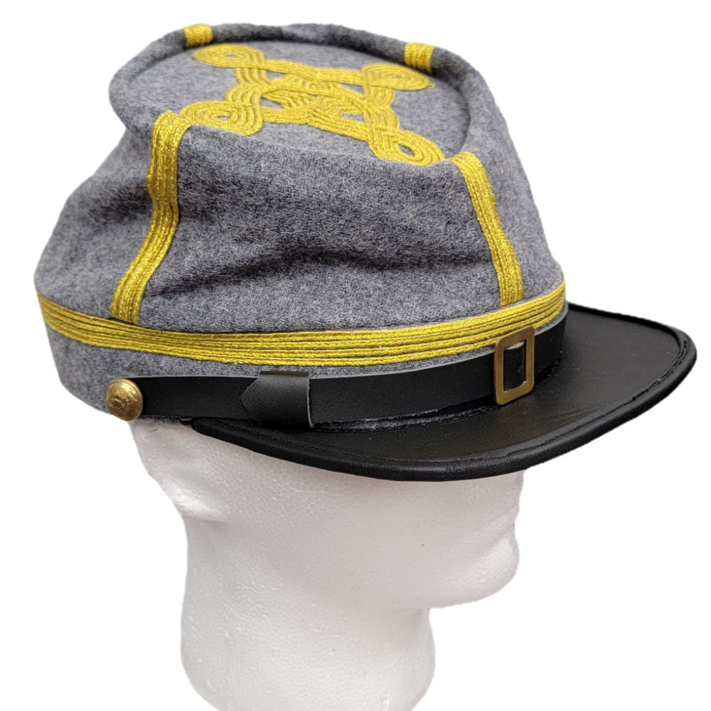 Civil War Kepi Officer Cap CSA with Quatrefoil Design - GREY