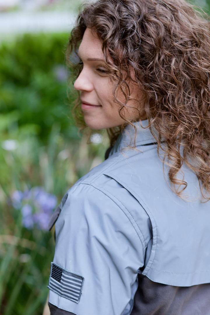 Flannel Reflective Shirt "Twilight Titanium" for Women - Grey with Pads