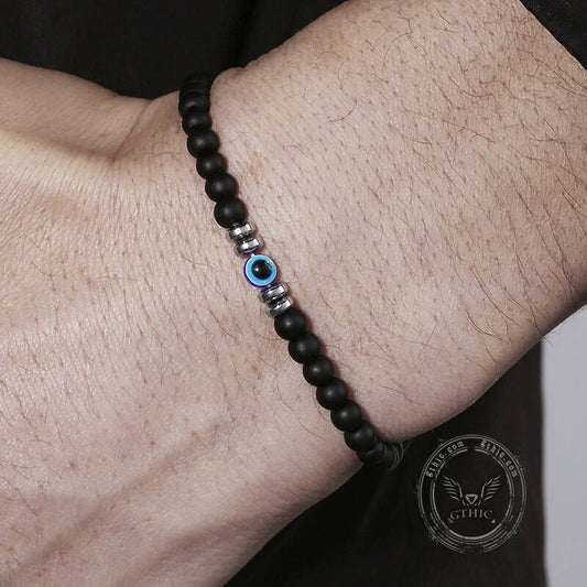 Evil Eye Natural Stone Beaded Bracelet