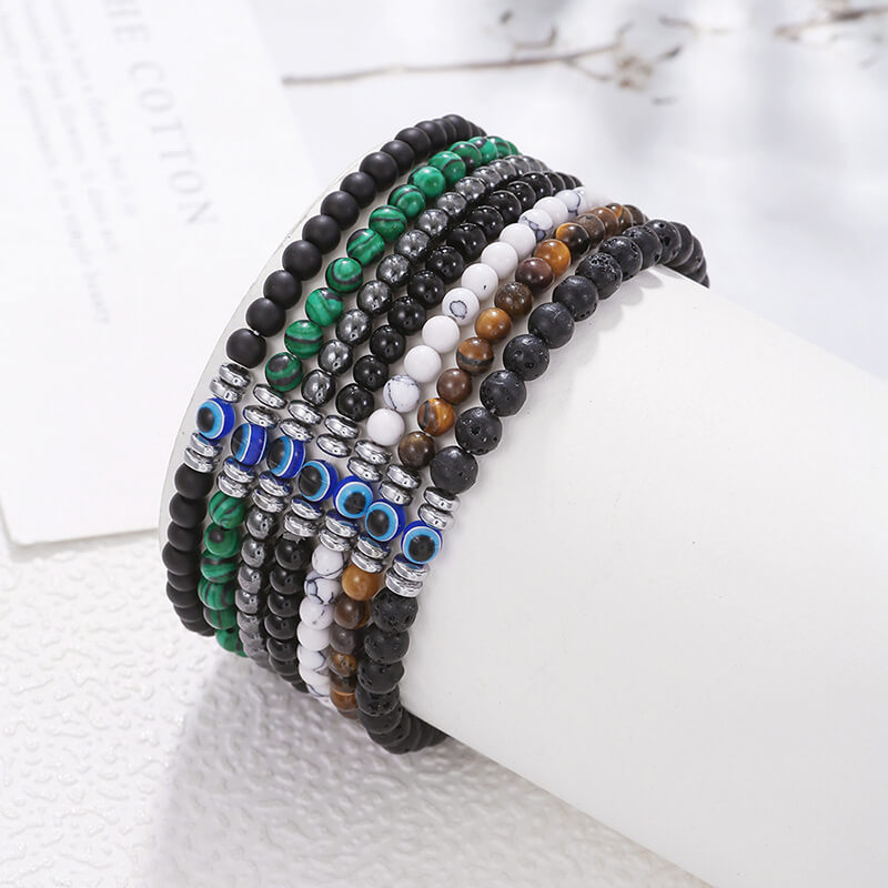 Evil Eye Natural Stone Beaded Bracelet