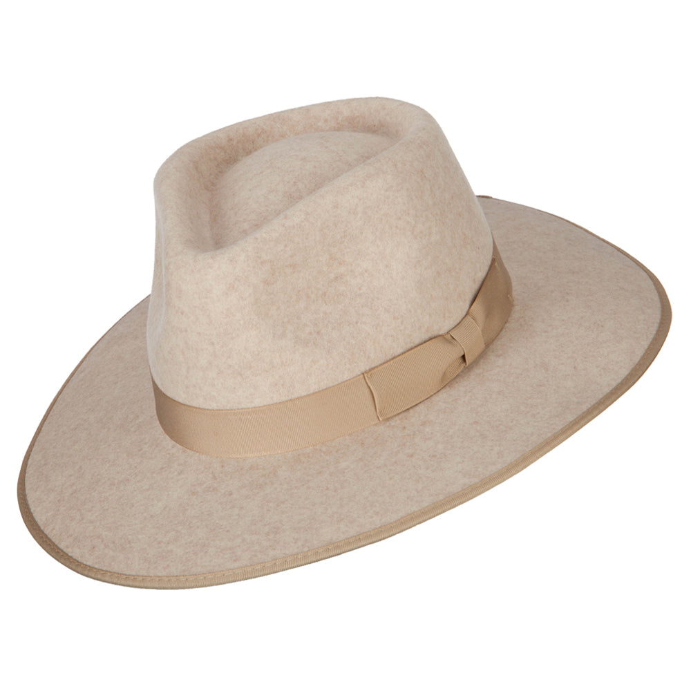 Women's Wool Felt Bow Ribbon Band Trim Avocado Fedora Hat