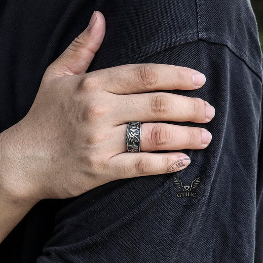 Eye of Ra Stainless Steel Signet Ring