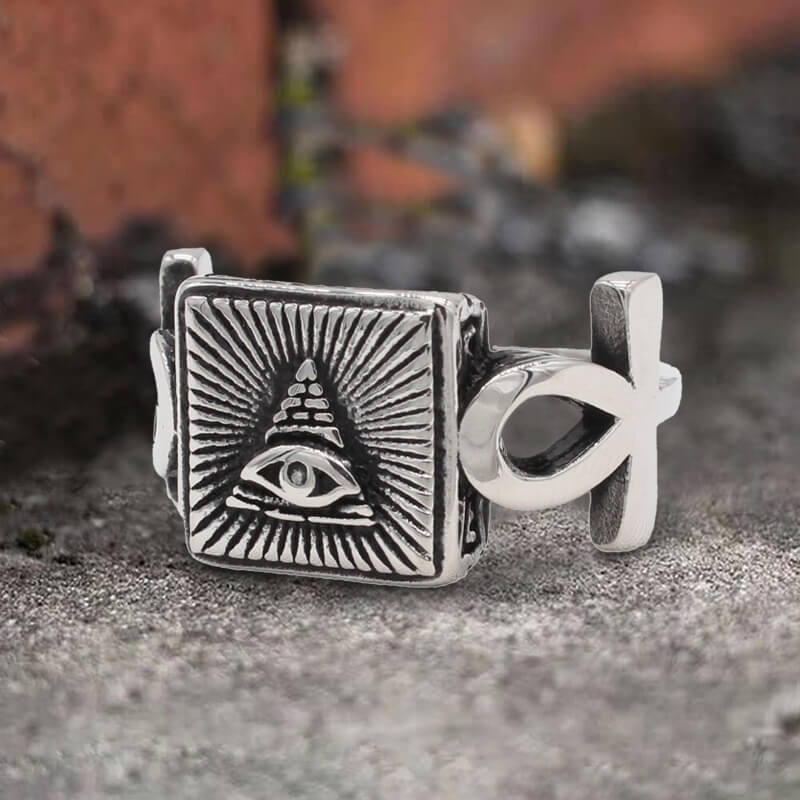 Eye of Providence Square Masonic Stainless Steel Ring
