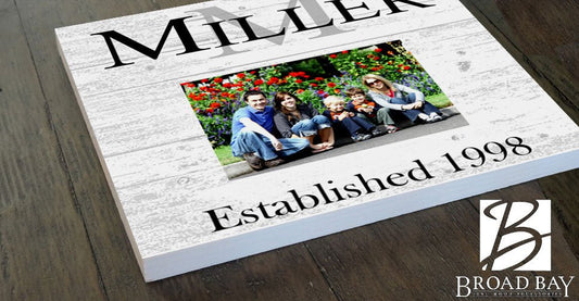 Family Frame With Name & Established Date Printed Picture on Solid Wood Wedding Gift
