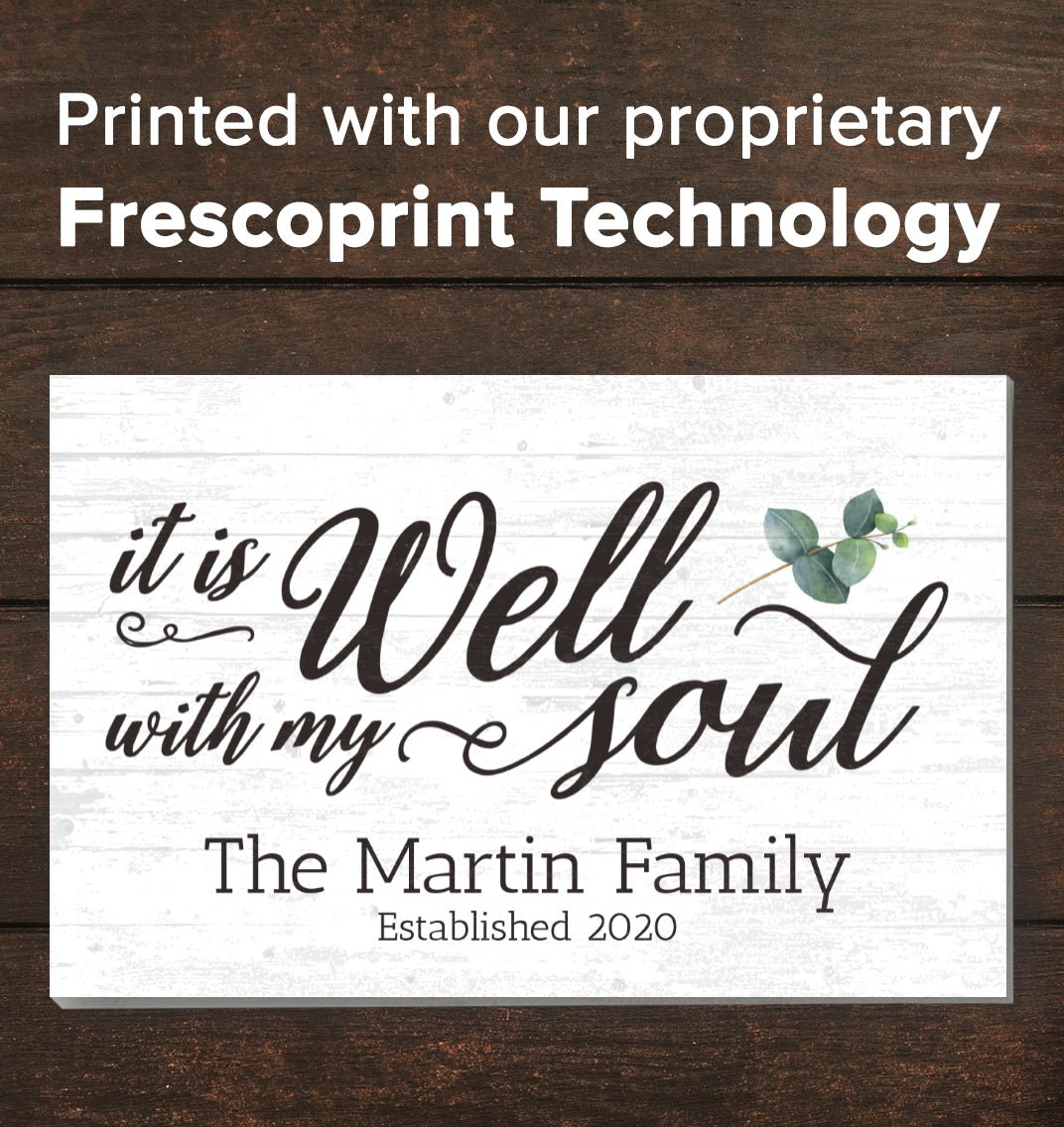 Family Name Sign Personalized Gift Farmhouse Decor "It Is Well With My Soul" Custom Wood Quote Wall Art - 16.5" x 10.5"