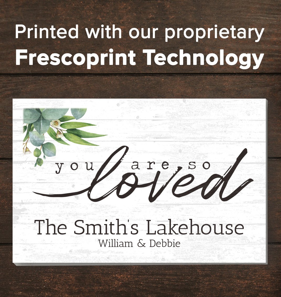 Family Sign Personalized Gift Farmhouse Decor "You Are So Loved" Wood Quote Wall Art - 16.5" x 10.5"