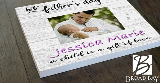 First Father's Day Photo Frame Printed Picture Upload - Personalized - with Customized Name
