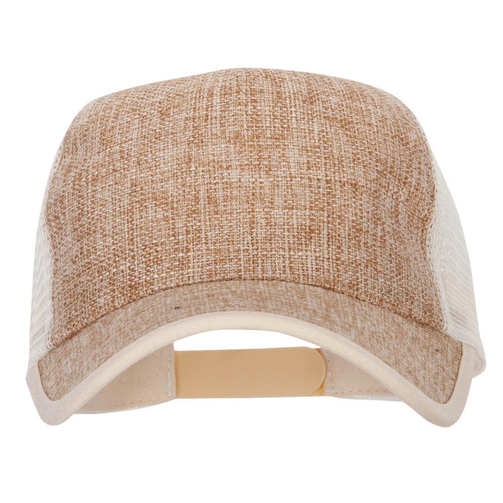 5 Panel Faux Jute High Profile Straw Trucker Cap