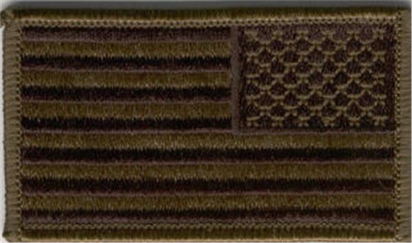 American Flag Subdued Olive Drab Reverse Patch 2 x 3.25 inch - Choose style - SEW On or HOOK