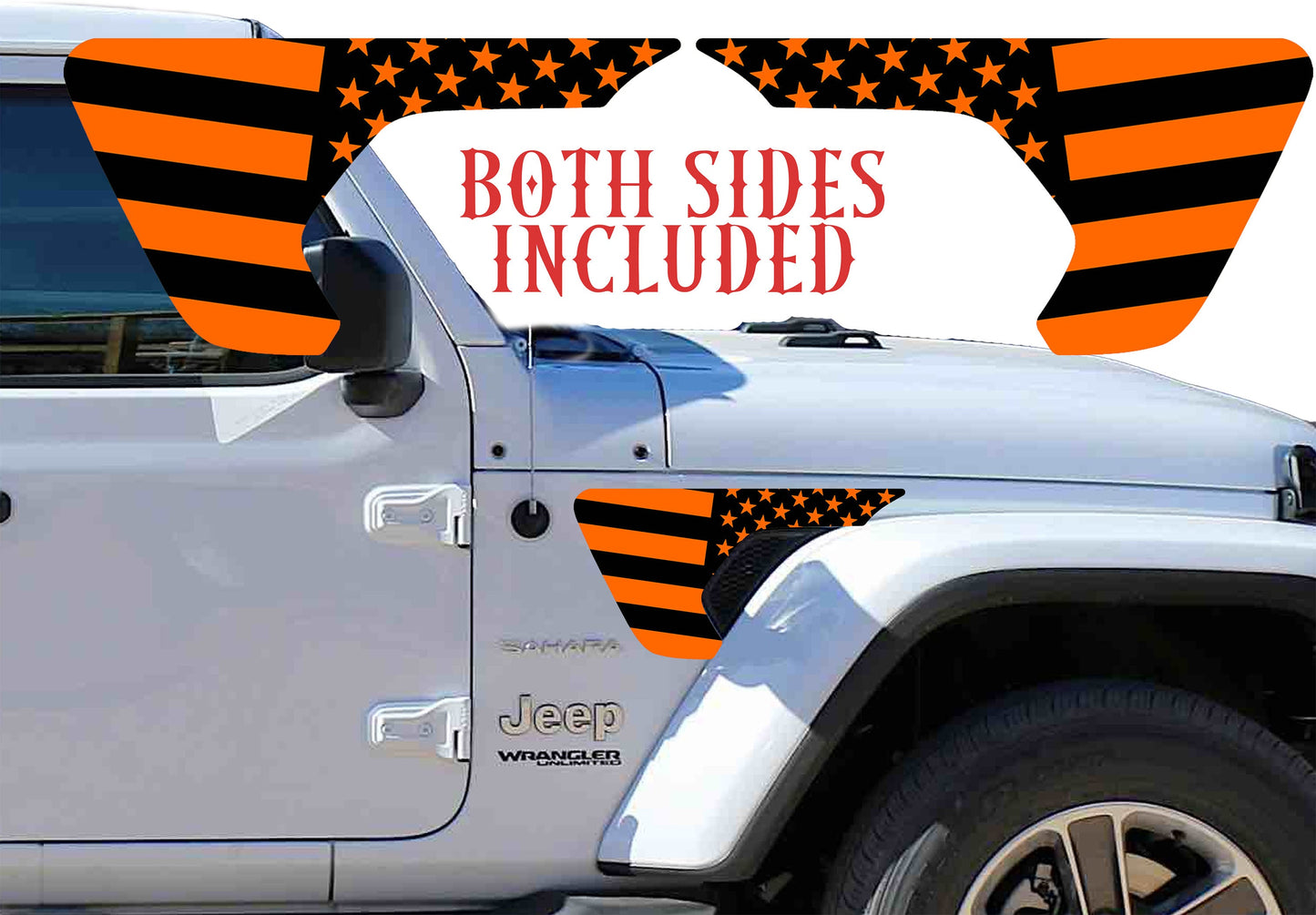 Black and orange Flag fender vent for the JL or JT 2018 or newer
