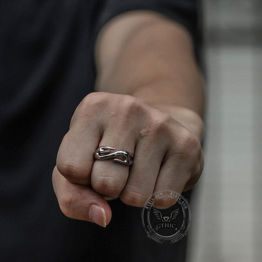 Flame Pattern Stainless Steel Ring