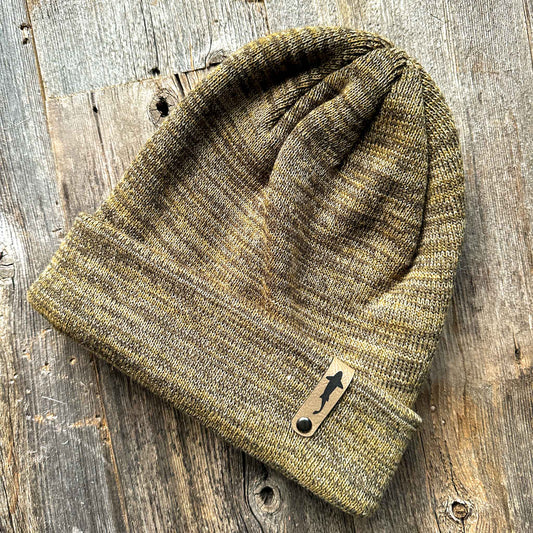Trout Swimming Leather Tag Cuff Beanie