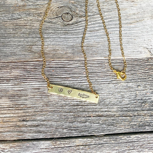 Peace, Love + Fishing Necklace