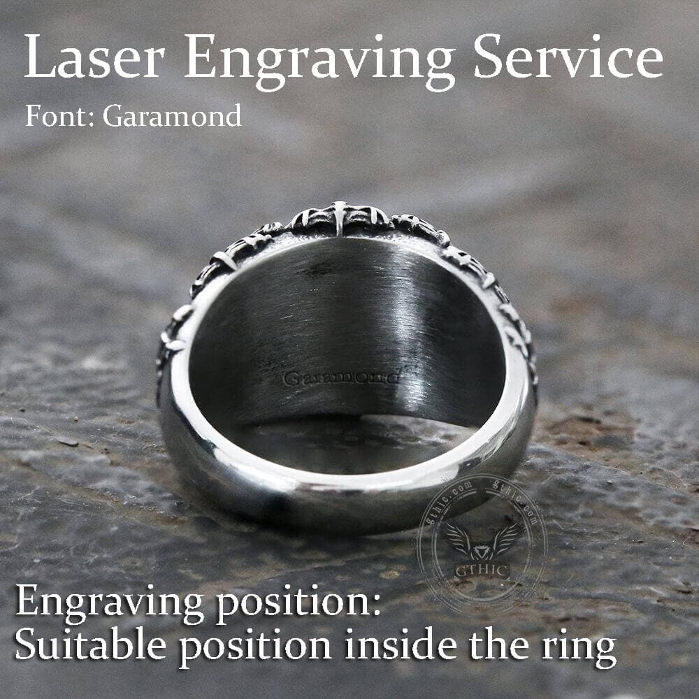 Flying Bats Stainless Steel Gemstone Ring