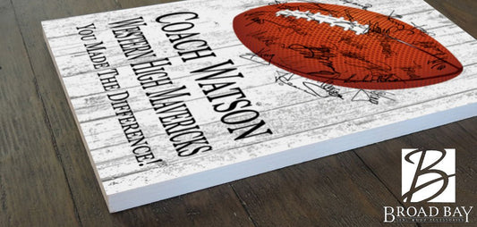 Football Coach Gift Plaque Personalized Sign For Team Players Signatures & Notes To Coaches