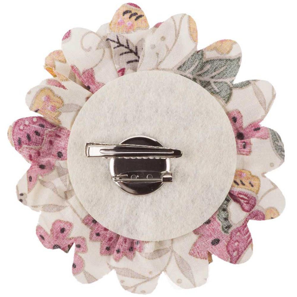 4 Inch Floral Print Cotton Blend Flower Pin