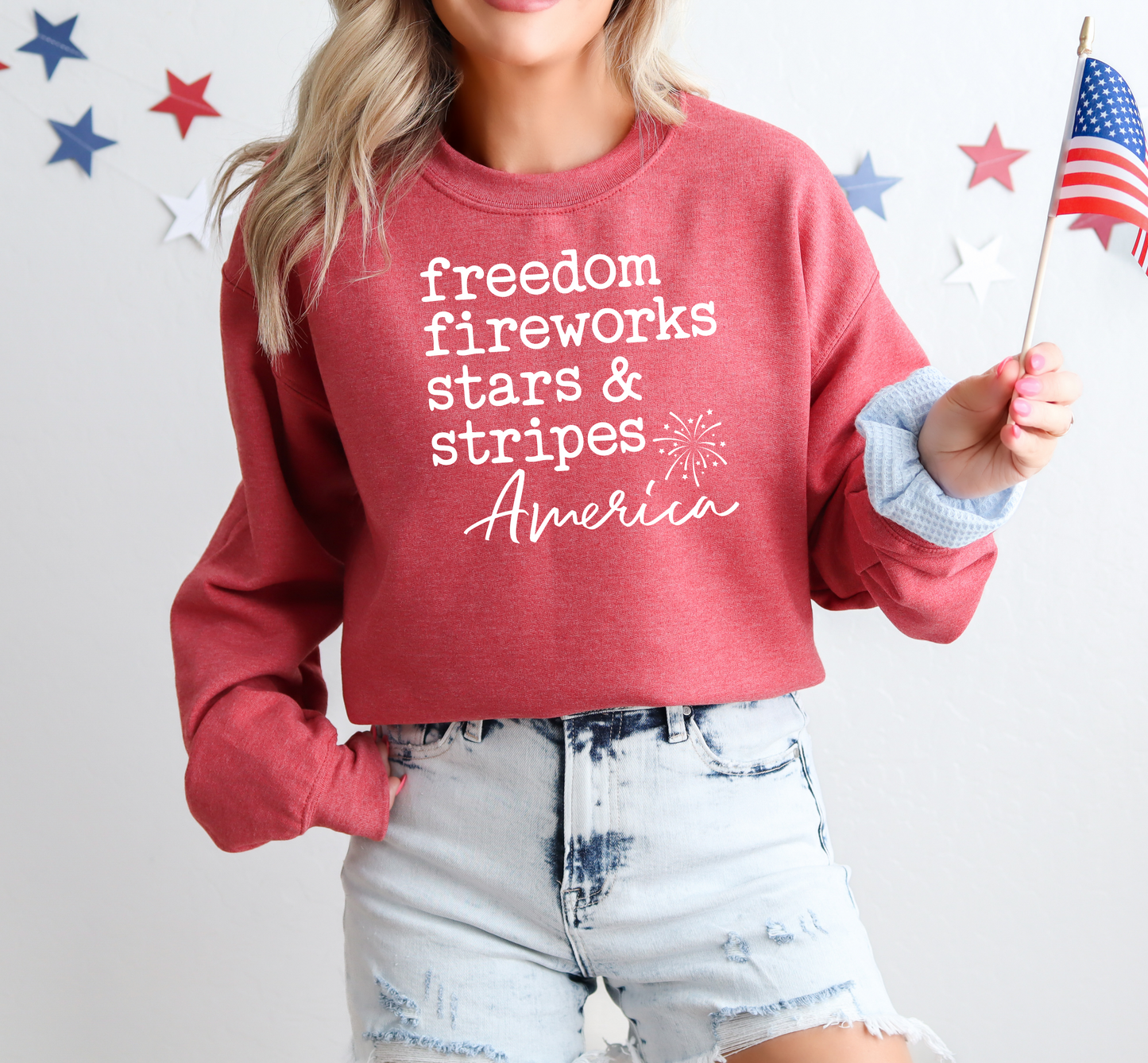 Freedom Fireworks Stars & Stripes Crewneck Sweatshirt