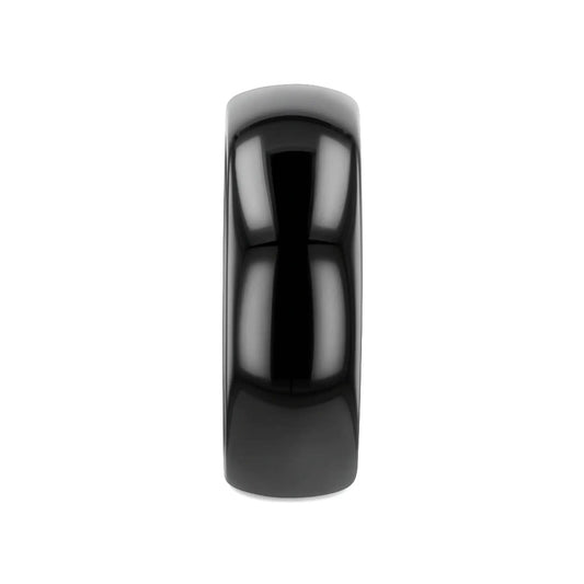 VAREN Black Titanium Polished Finish Men’s Domed Wedding Band - 8mm
