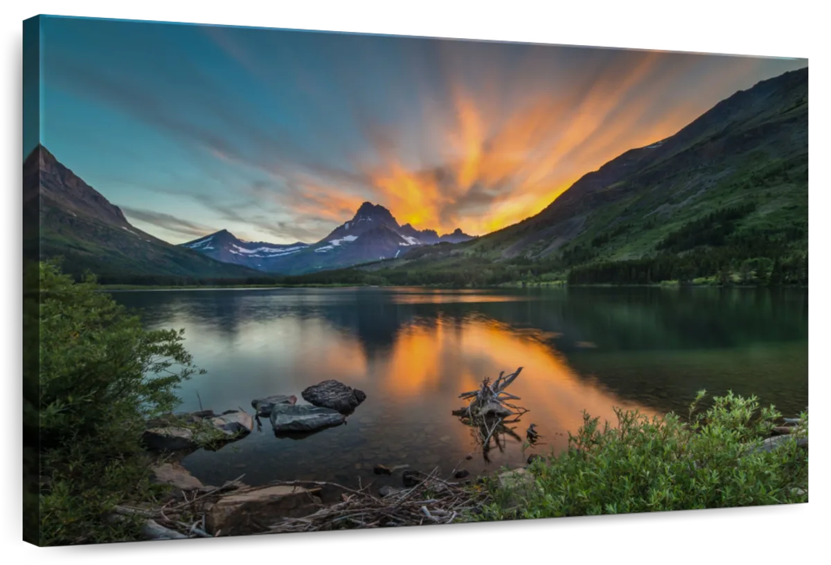 Swiftcurrent Sunset Lake Wall Art