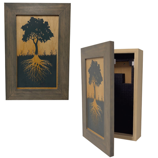 Hidden Gun Storage Tree Roots Silhouette Concealment Shelf