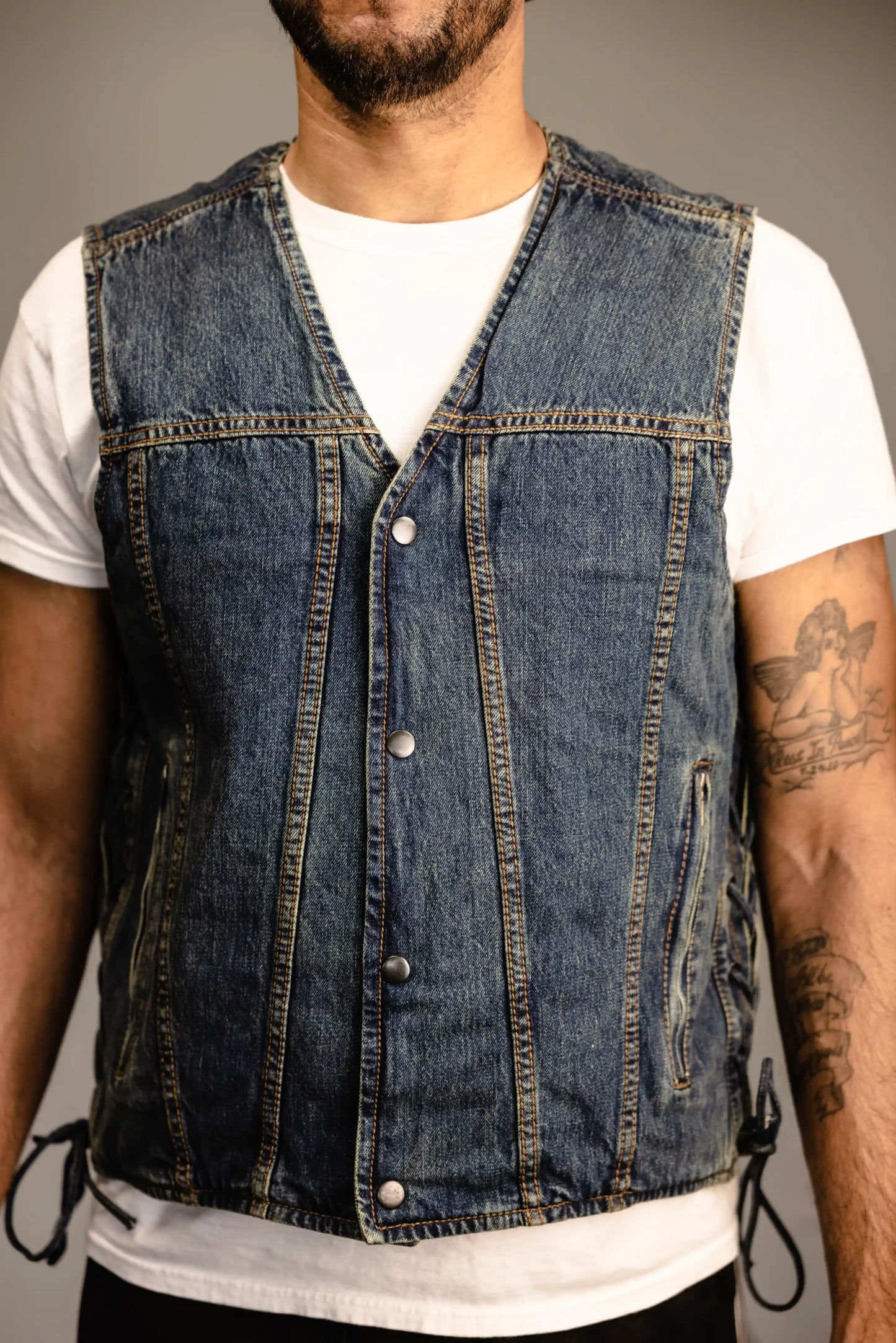 Gambler Men's Motorcycle Denim Vest