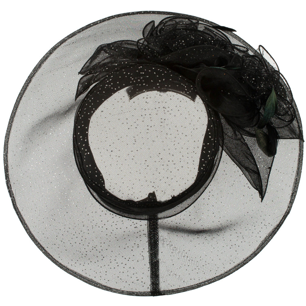 Glitter Bow Accent Organza Hat