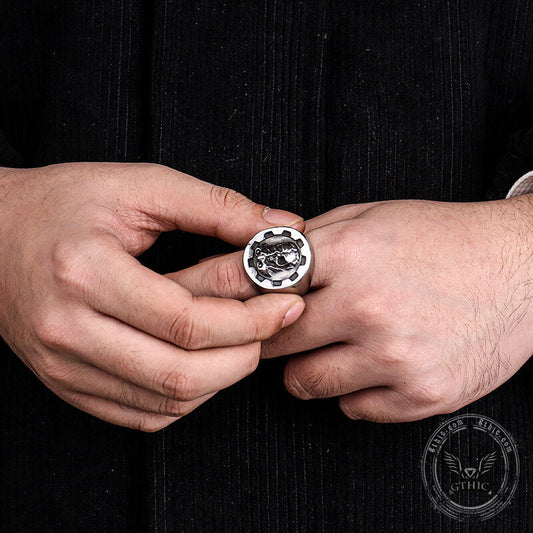 Gear Helmet Stainless Steel Skull Ring