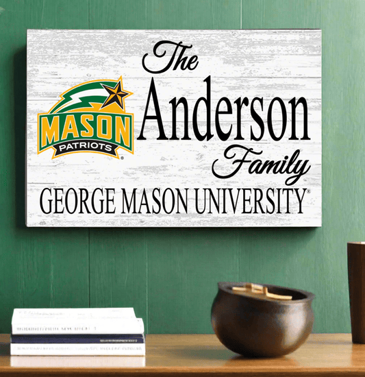 George Mason Family Name Sign – Personalized George Mason University Wood Plaque for Alumni or Graduation