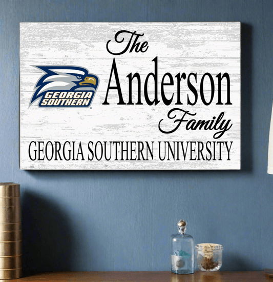 Georgia Southern Family Name Sign – Personalized Wood Plaque for Alumni or Graduation