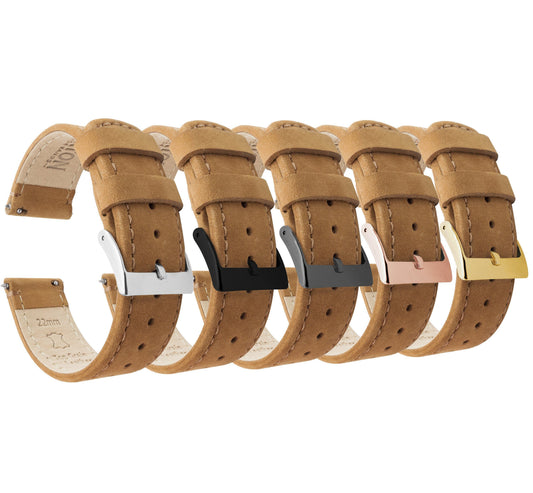Gingerbread Brown Leather Quick Release Watch Band