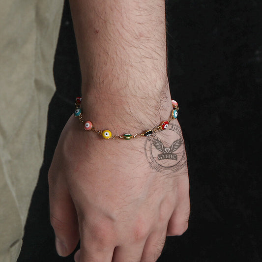 Gold Plated Evil Eye Stainless Steel Bracelet
