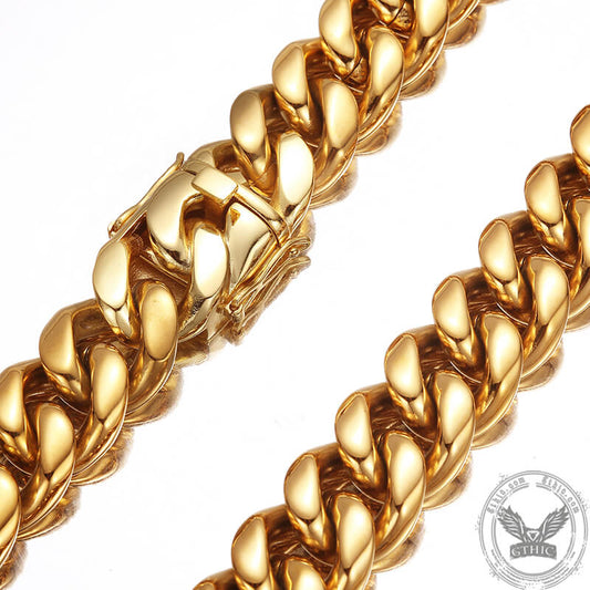 Golden Heavy Cuban Link Chain Stainless Steel Necklace