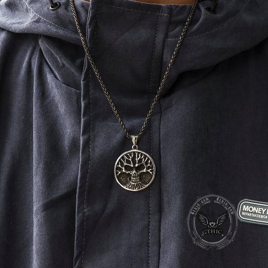 Gothic Skull Tree of Life Stainless Steel Pendant